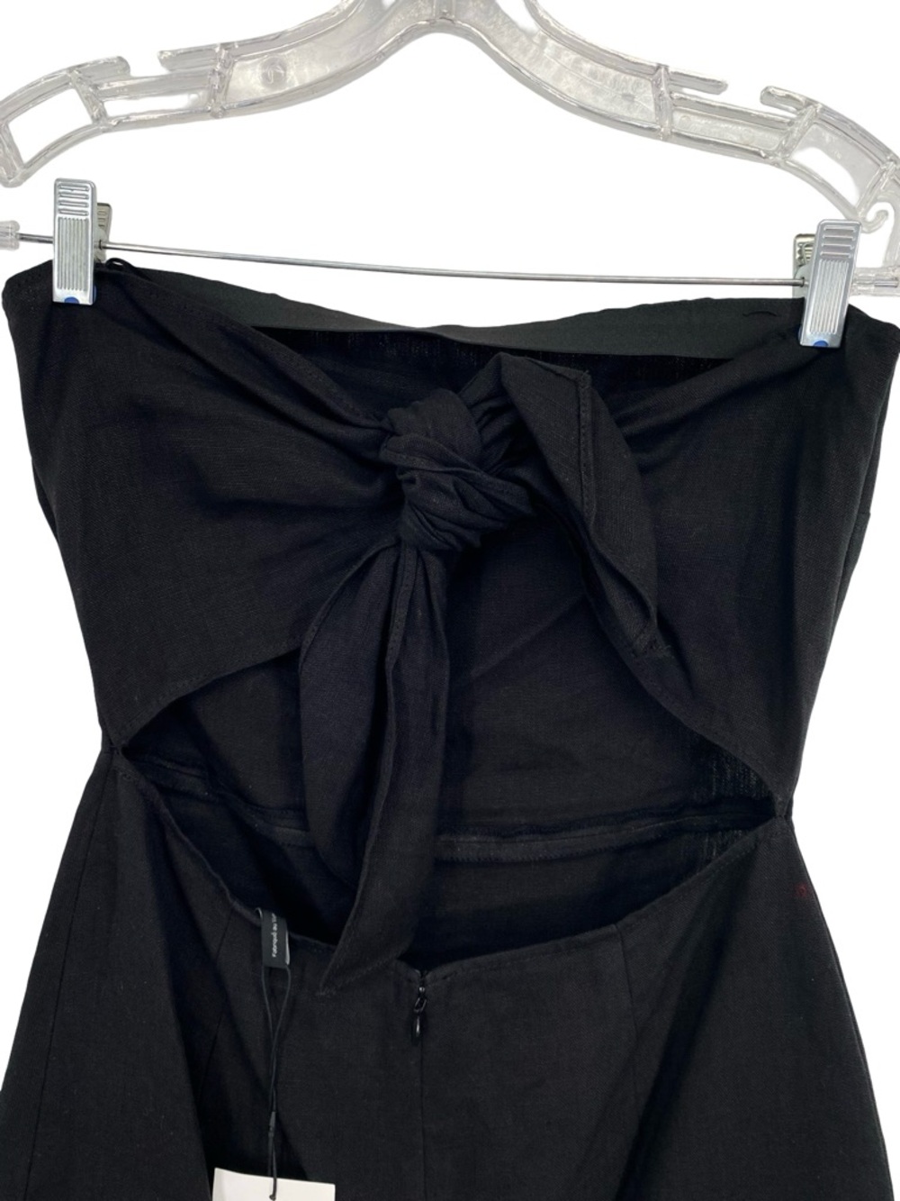 Theory Phyly Black Linen Drape Strapless Cutout Midi Dress New - Picture 5 of 7